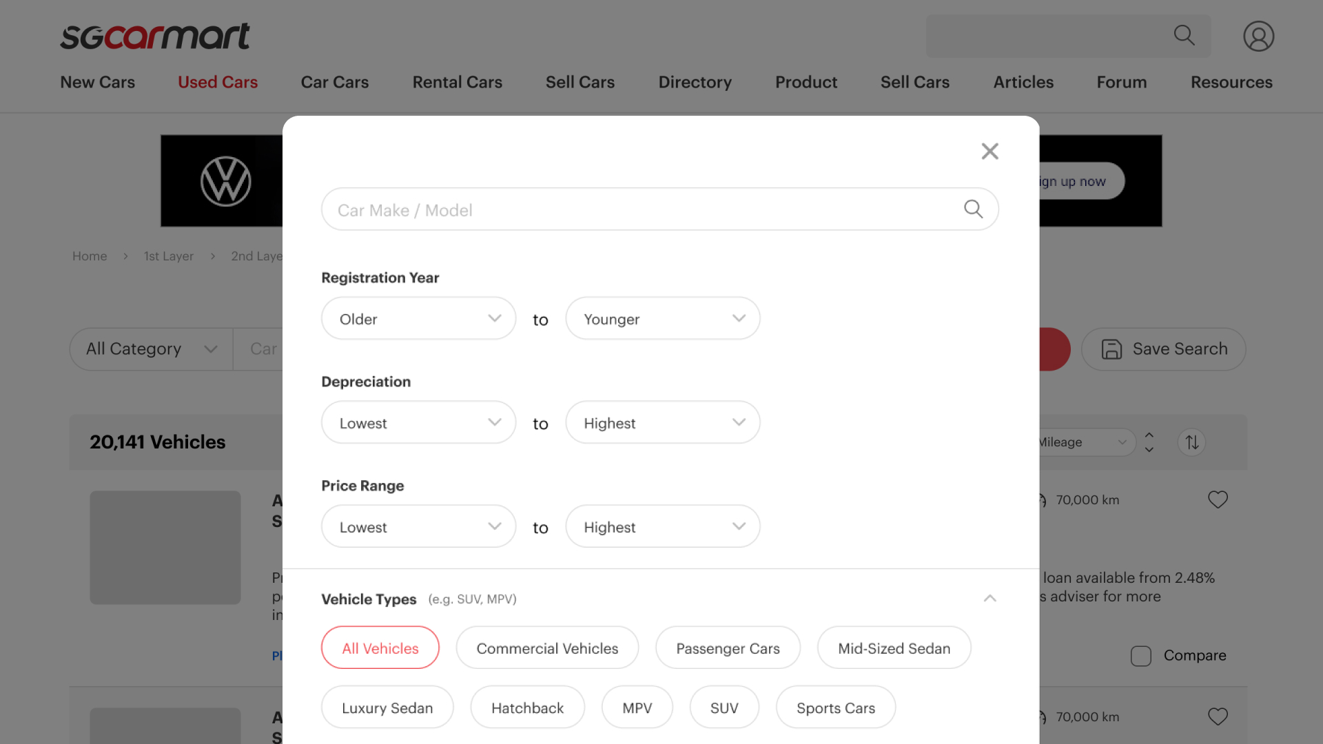 Original advanced search filter and its pain points